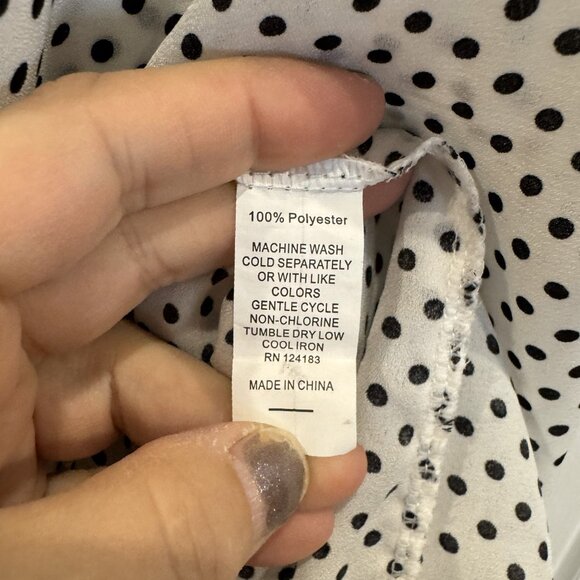 EUC Jon & Anna 3xl Sleeveless White and Black Polka Dot Tie Neck Blouse Classic - Picture 7 of 7
